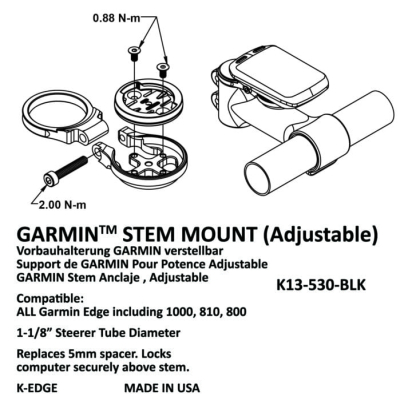 MOUNT FOR GARMIN MTB/AH ADJUSTABLE BLACK K-EDGE