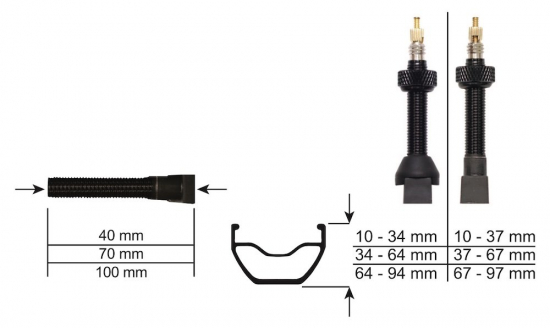 VENTIL ZA TUBELESS CAFFELATEX 40MM (PAR) BLACK EFFETTO MARIPOSA