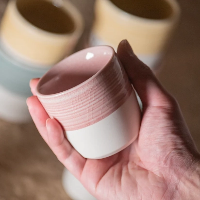 ESPRESSO CUP 80ml DALE HARRIS CRACKLE GLAZE PINK LOVERAMICS