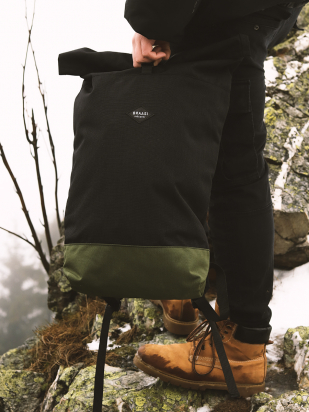 BACKPACK ROLLTOP BLACK/GREEN BRAASI