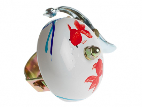 BELL HAND PAINTED KOI WHITE CRANE BELLS