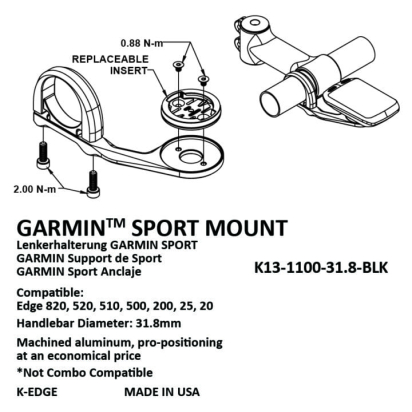 MOUNT FOR GARMIN SPORT BLACK K-EDGE