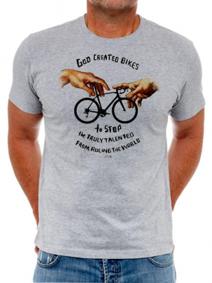 T-SHIRT GOD CREATED BIKES GREY CYCOLOGY