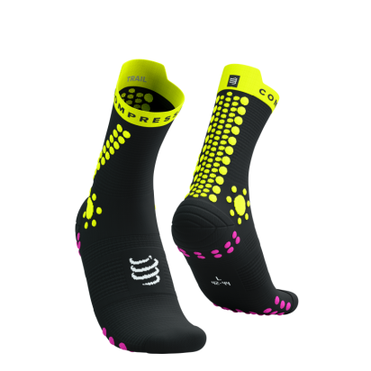RACING SOCKS PRO 4.0 TRAIL BLACK/YELLOW/PINK COMPRESSPORT