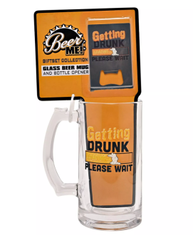 ČAŠA ZA PIVO 0.5L S OTVARAČEM GETTING DRUNK HARVEY MAKIN
