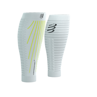 COMPRESSION CALF SLEEVES R2 AERO WHITE/SAFE YELLOW COMPRESSPORT