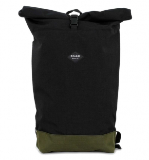 BACKPACK ROLLTOP BLACK/GREEN BRAASI